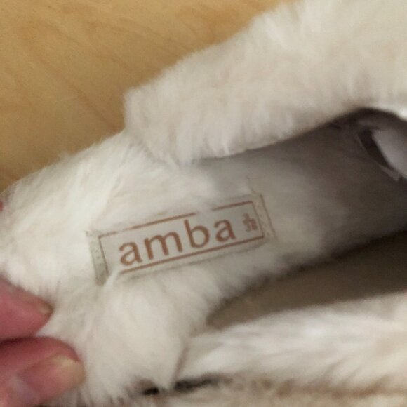 Amba Faux Sherpa Lining White & Gray Knit Slippers 5059283372583 - NEW - Picture 8 of 12